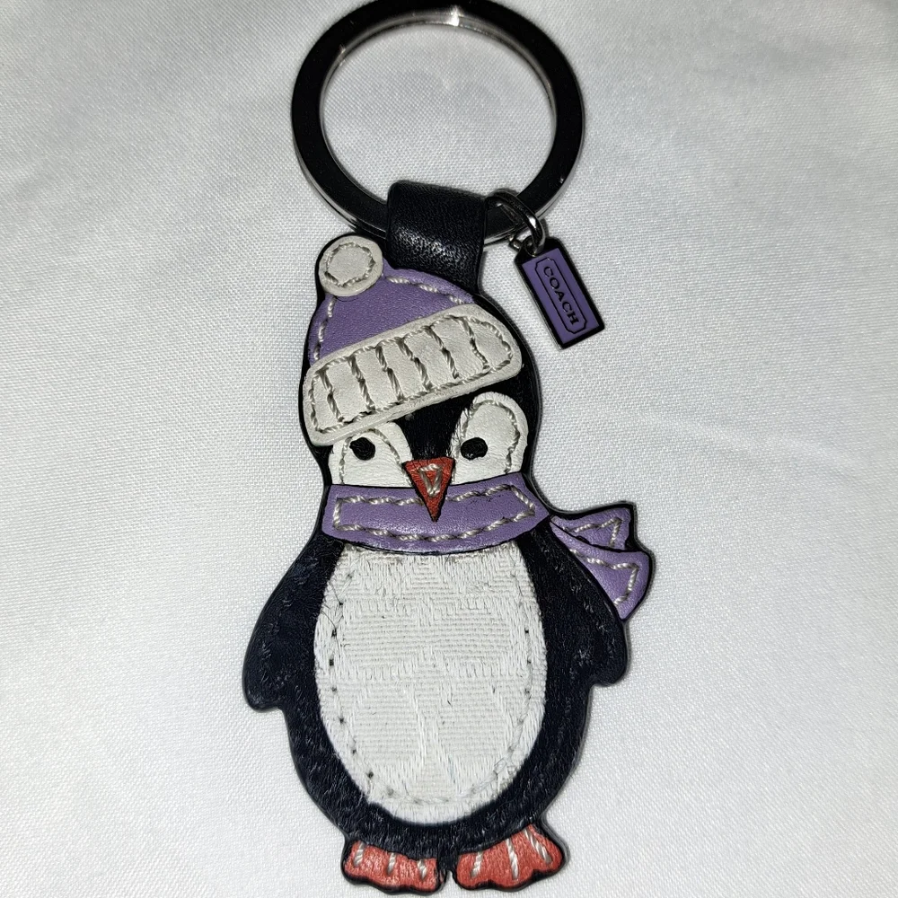 Coach Penguin Leather Keychain Bagcharm Never Used